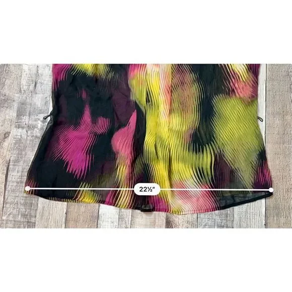 Worthington Petite Multi-color Abstract Sheer Cap Sleeve Blouse PL Colorful - Picture 7 of 12